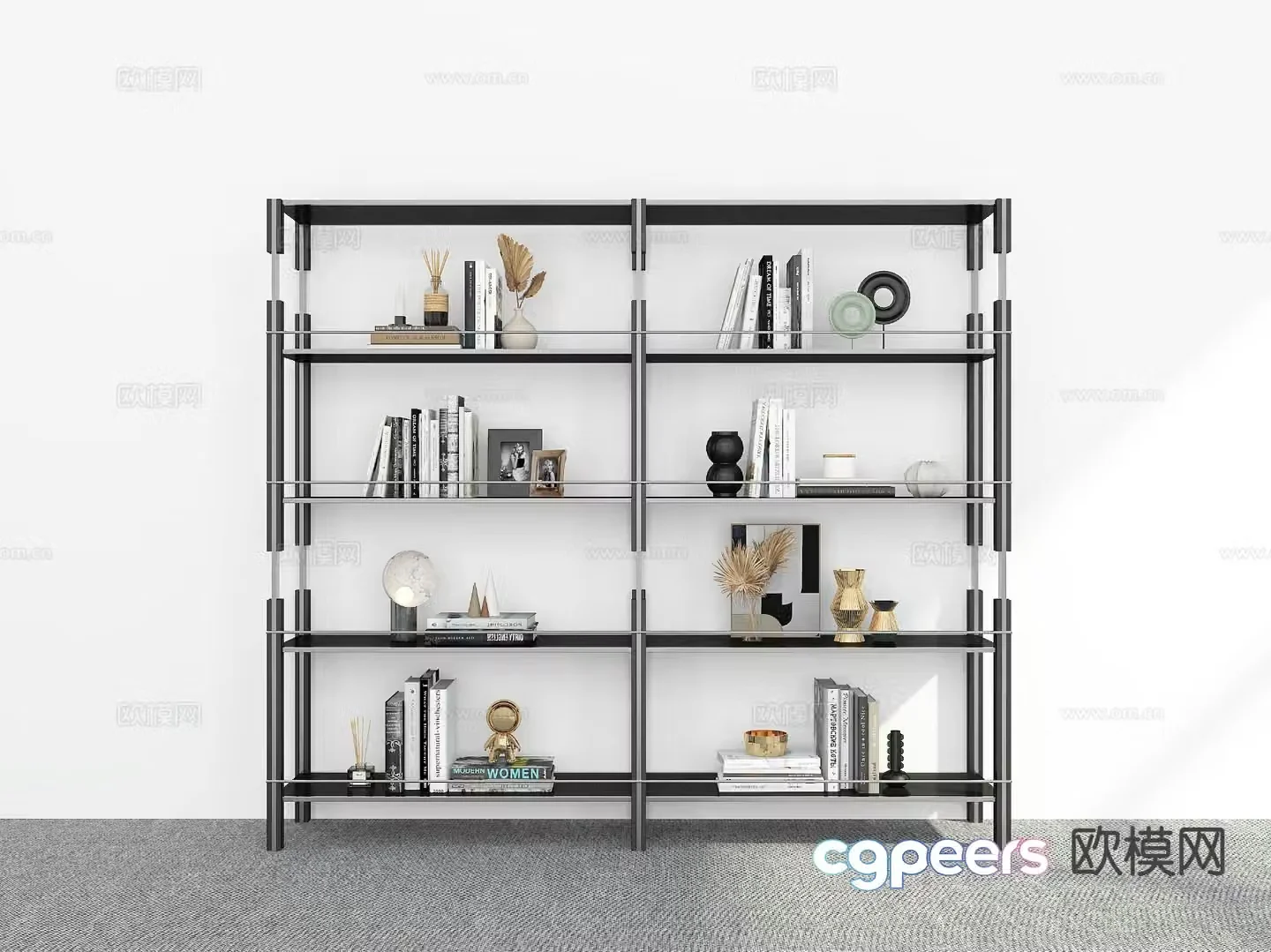 Modern bookshelf 3d model