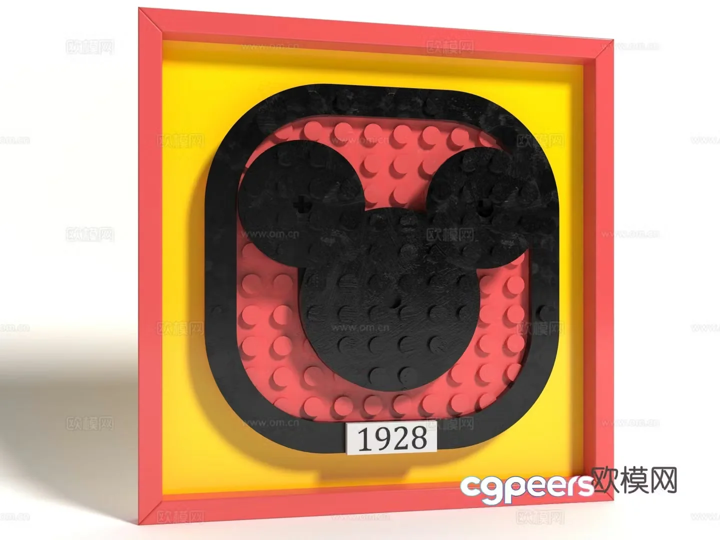 Modern style building blocks hanging painting 3d model