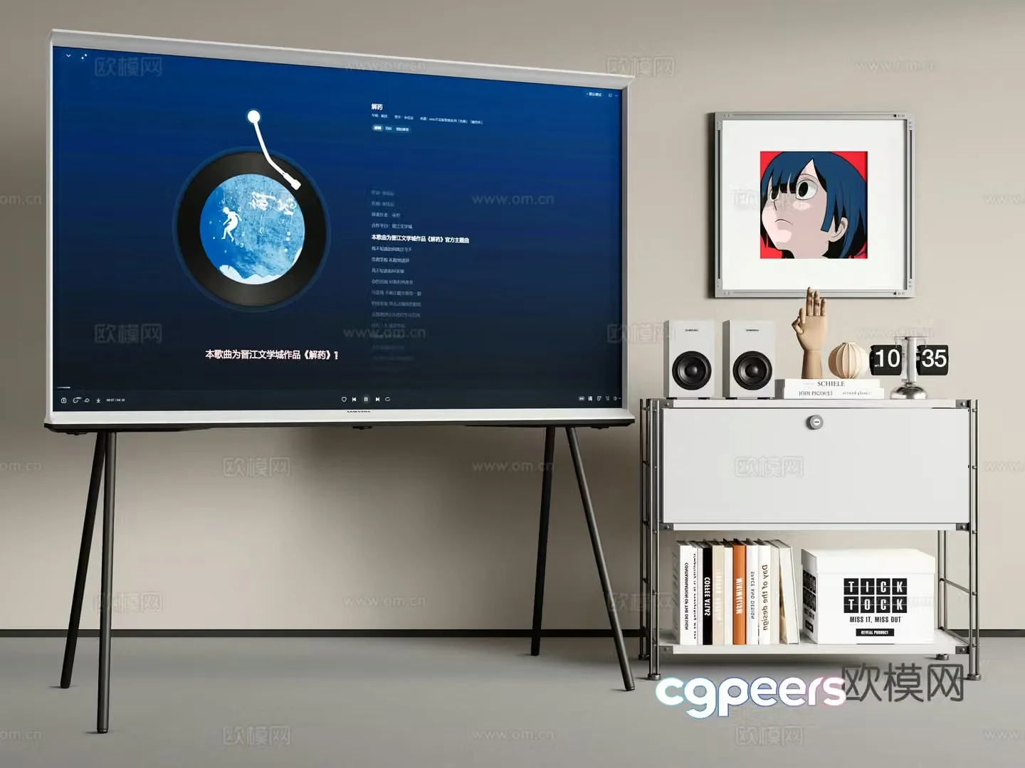 TV Samsung Painting TV TV Stand Mobile TV Side 3D Model