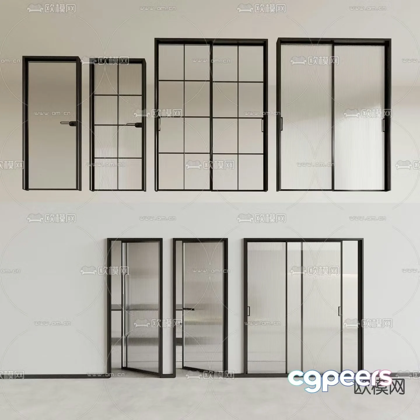 Sliding door glass door Changhong glass door kitchen door bathroom door 3d model