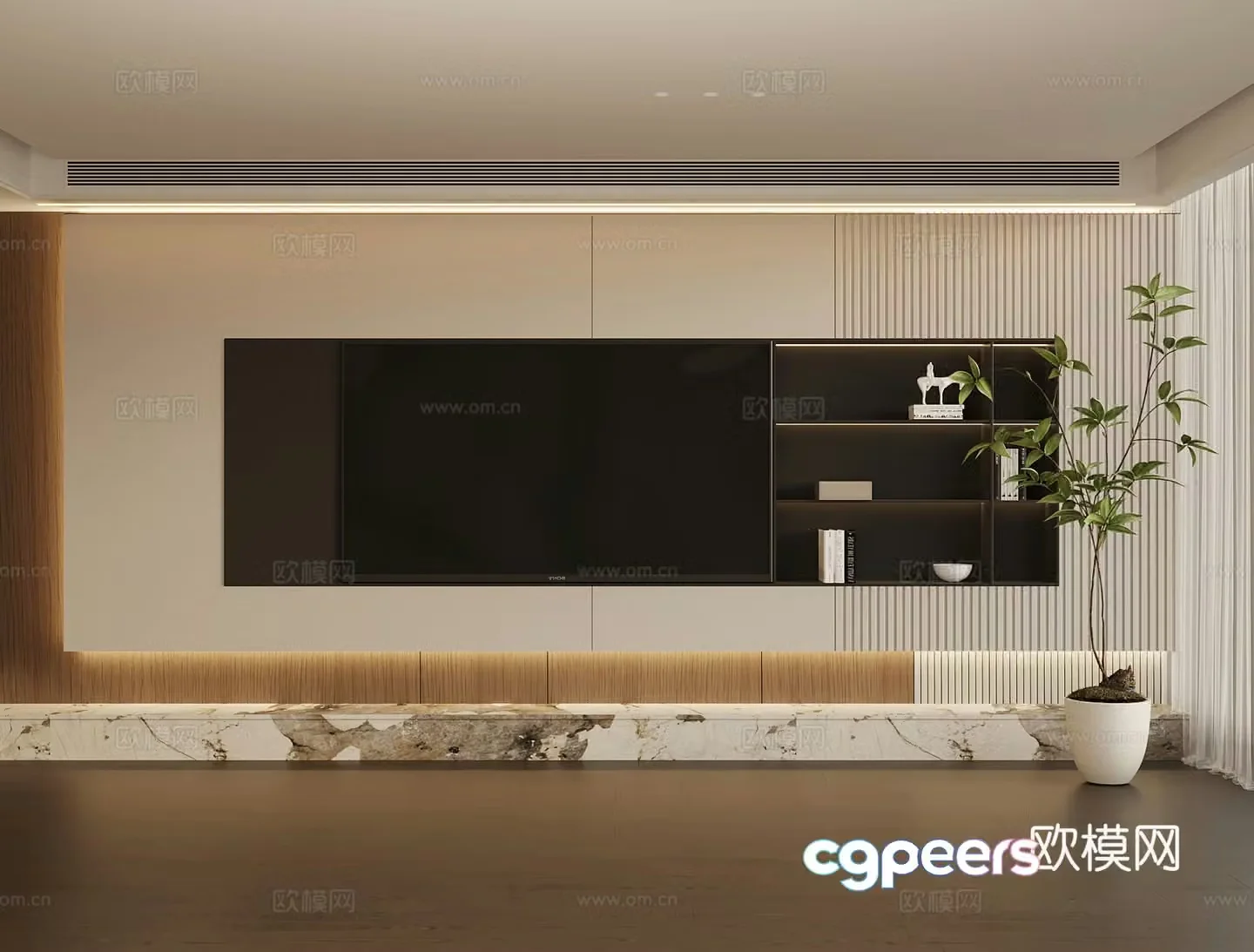 TV background wall Italian modern background wall 3d model