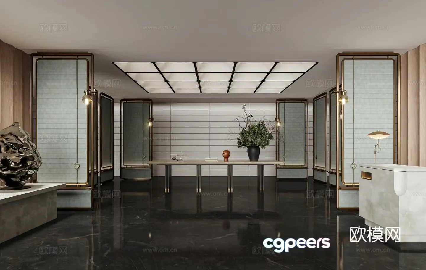 Modern hotel club reception desk 3D model