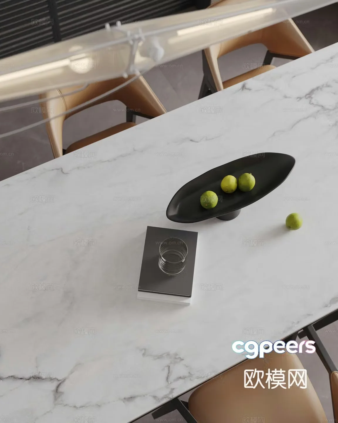 Modern dining table and chairs 3d model