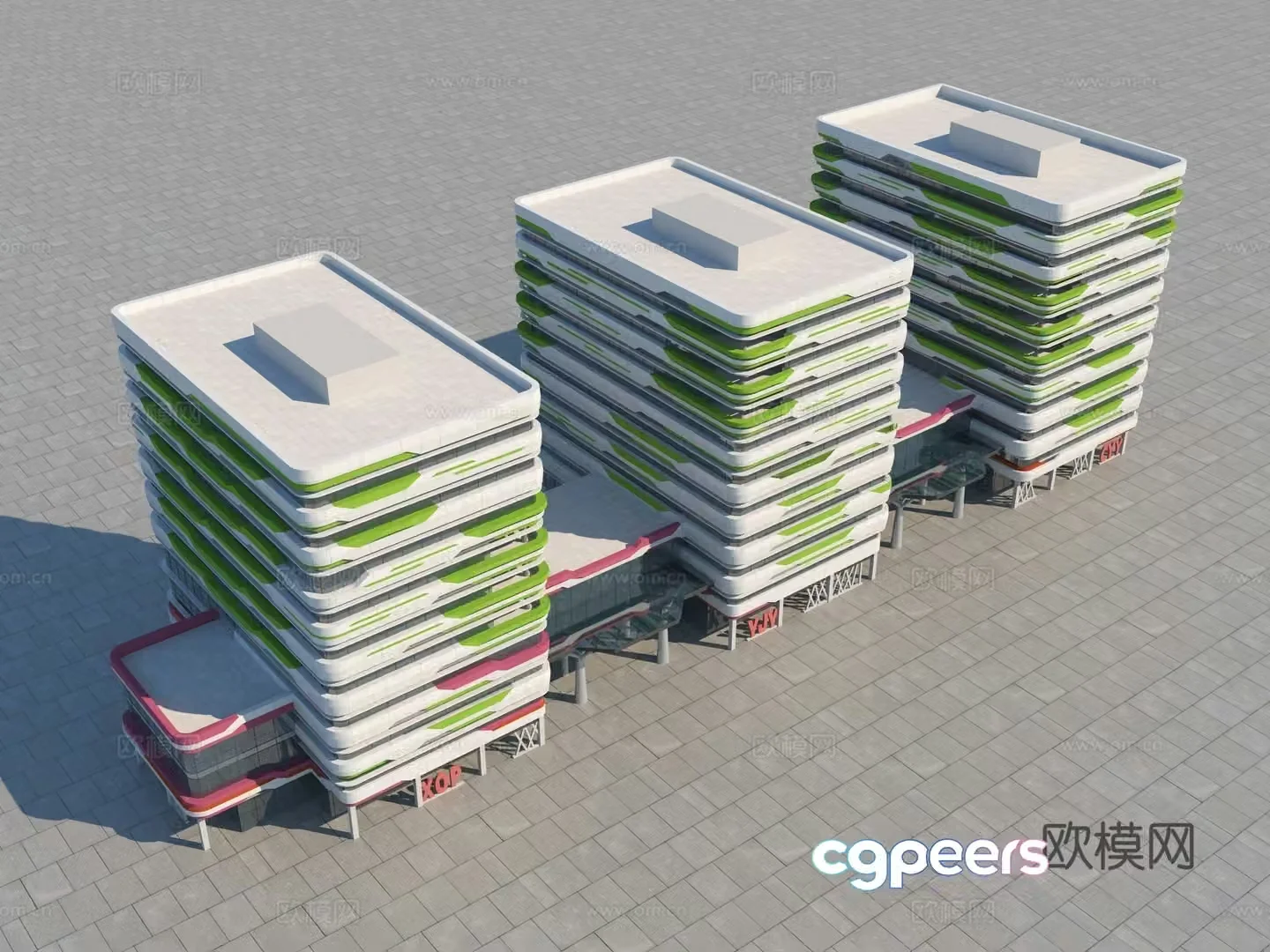 Modern factory building industrial park science and technology park single building 3D model