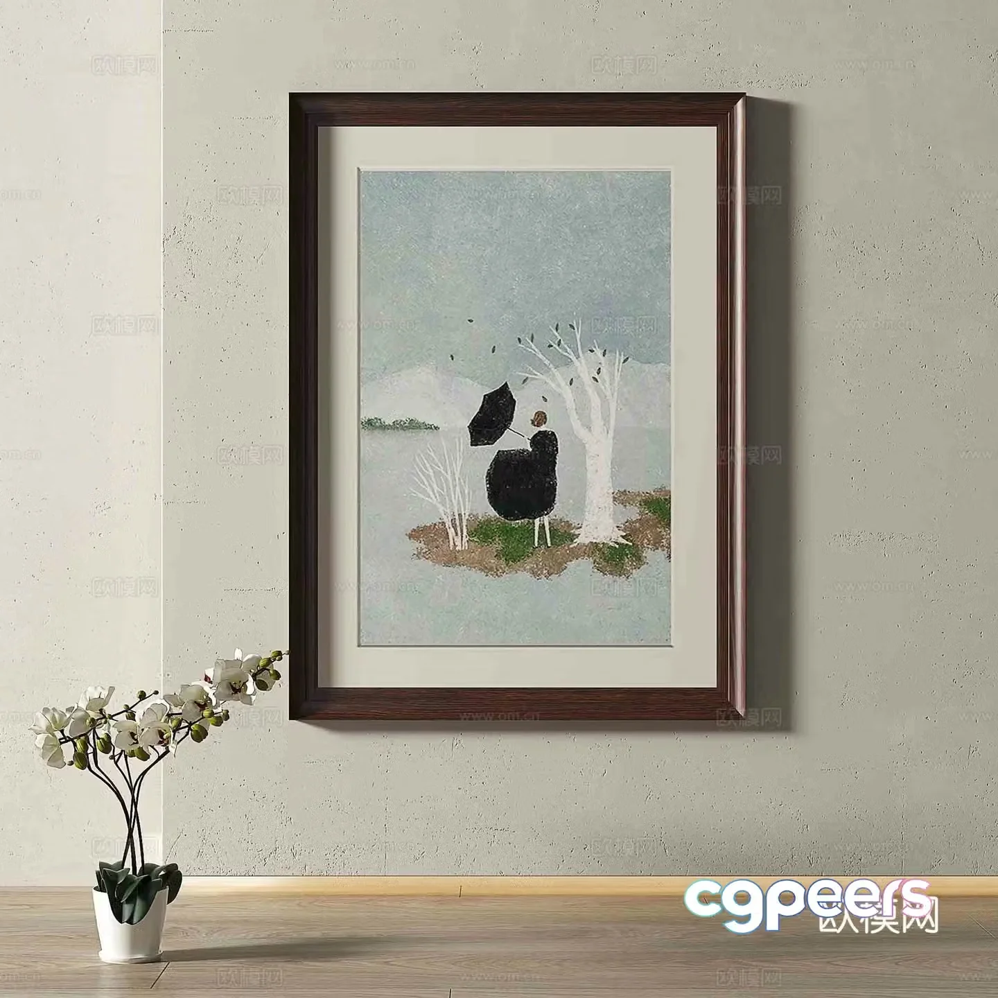 Modern European retro decorative painting 3d model
