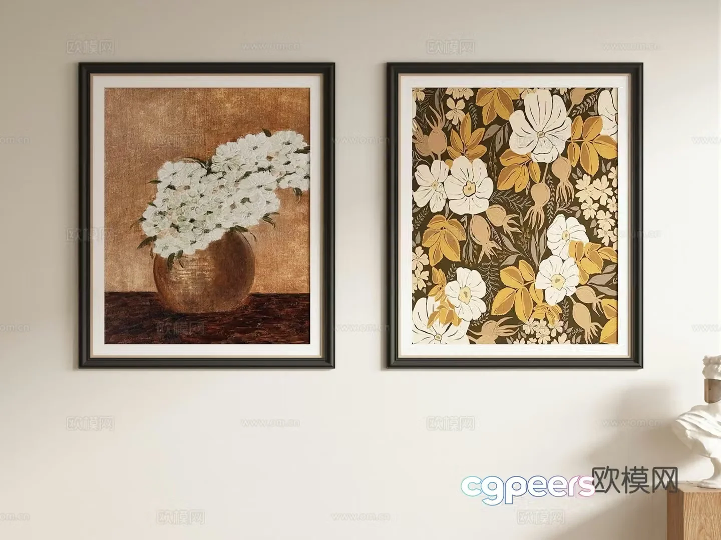 Middle-aged retro hanging paintings decorative paintings 3d model