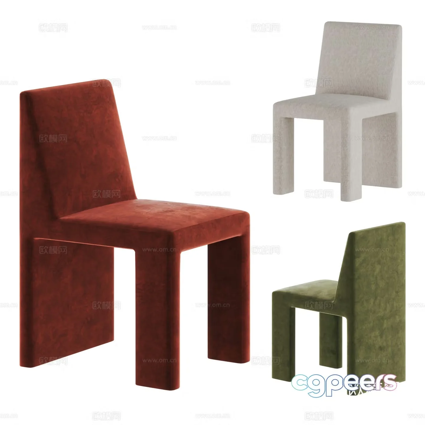 cassina modern dining chair casual chair fabric single chair 3d model