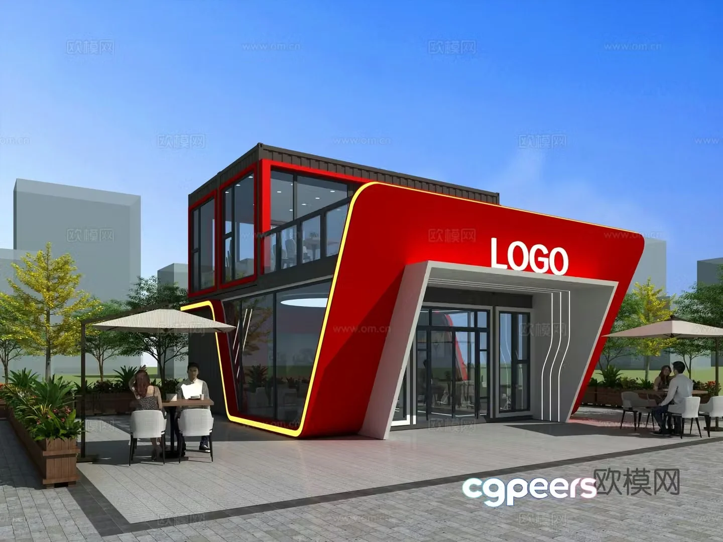 Container coffee shop commercial outdoor 3D model