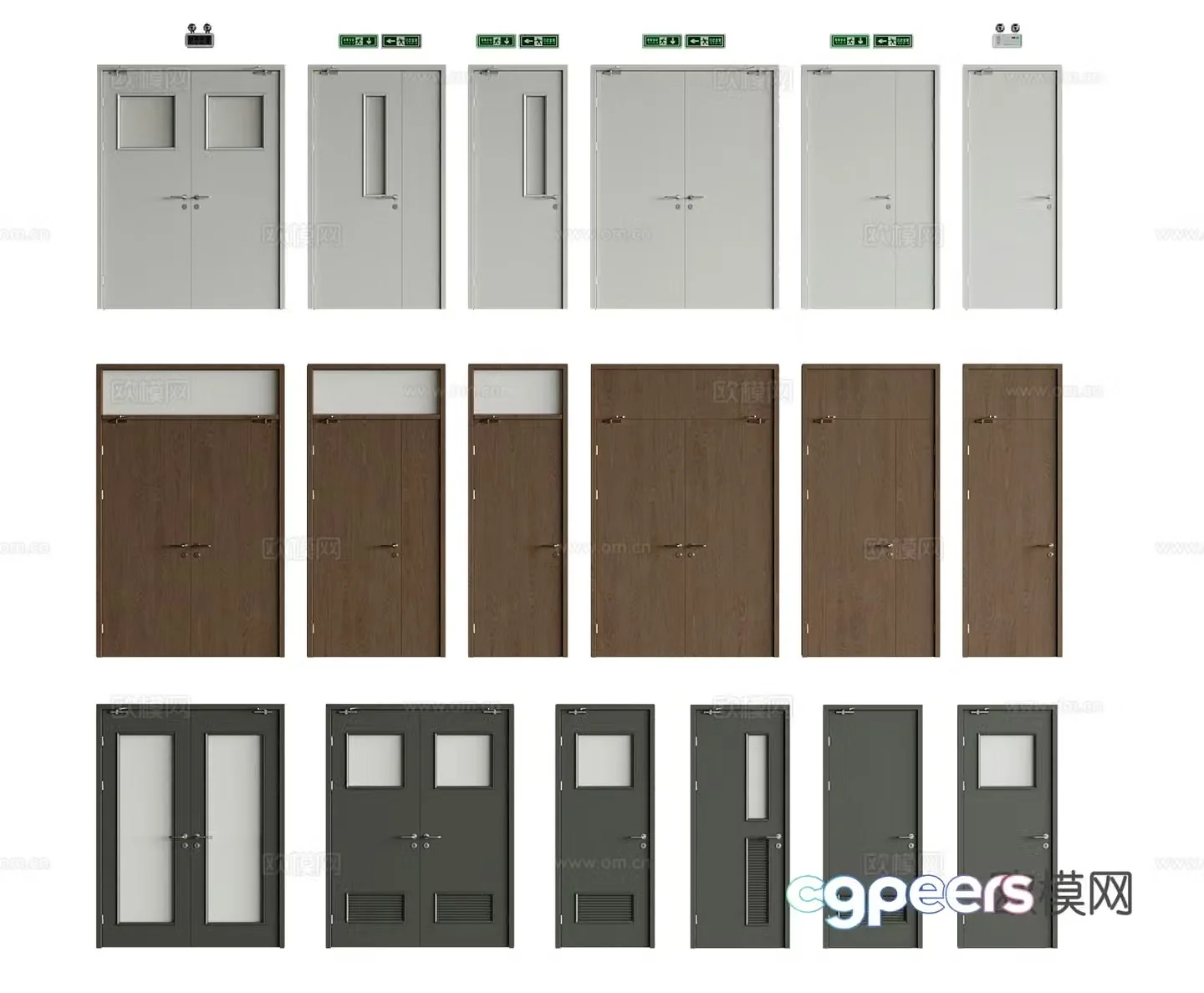 Modern fire door Fire door Double door 3D model