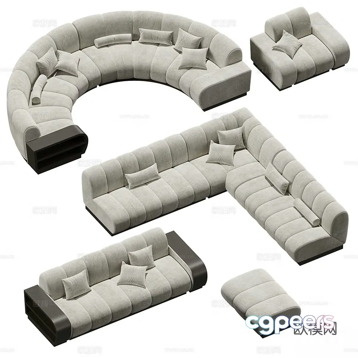 Modern shaped sofa combination 3D model