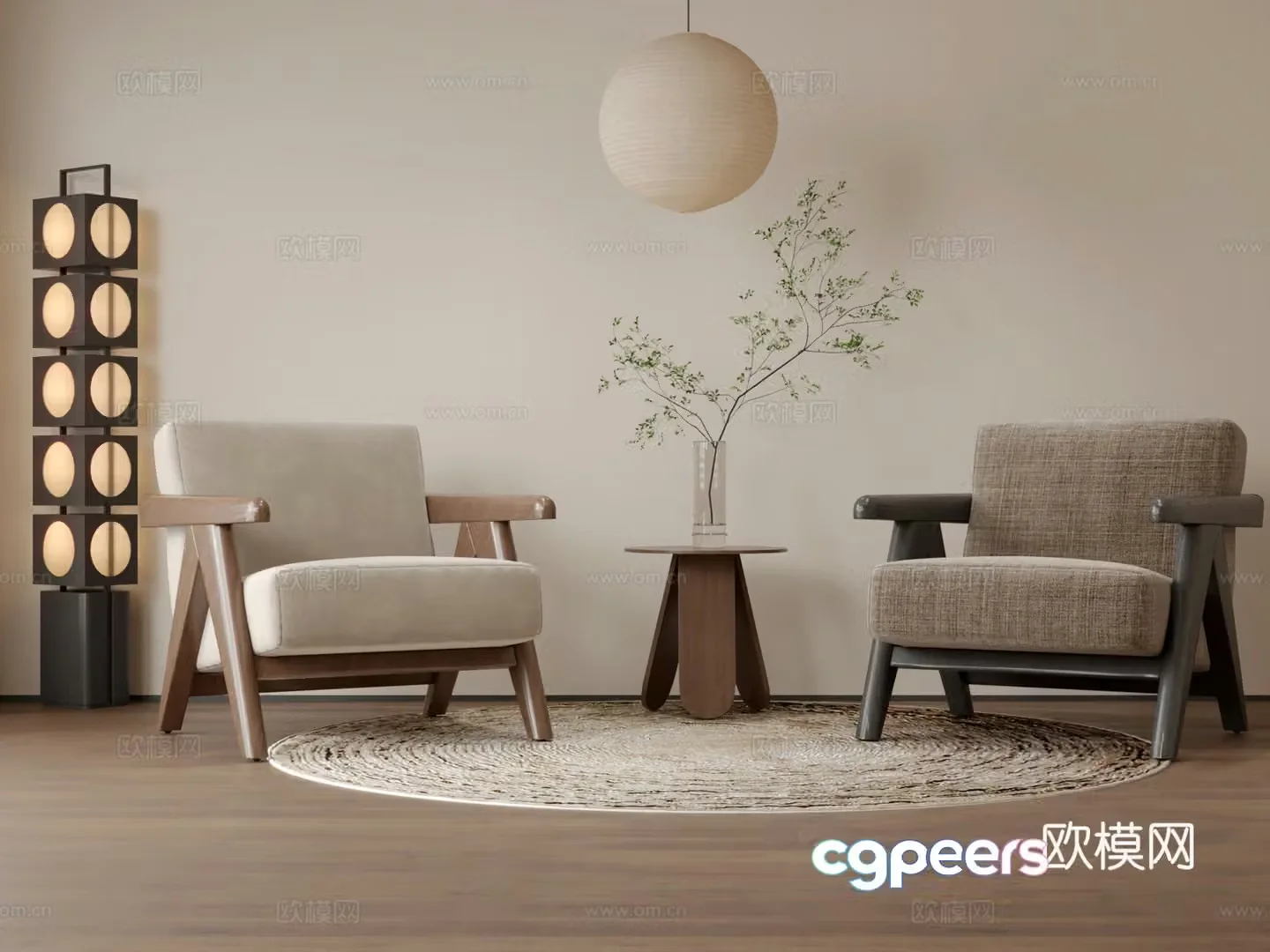 Medium style casual single chair 3D model
