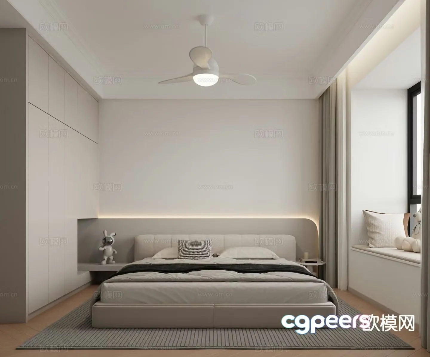 Cream style bedroom second bedroom 3D model