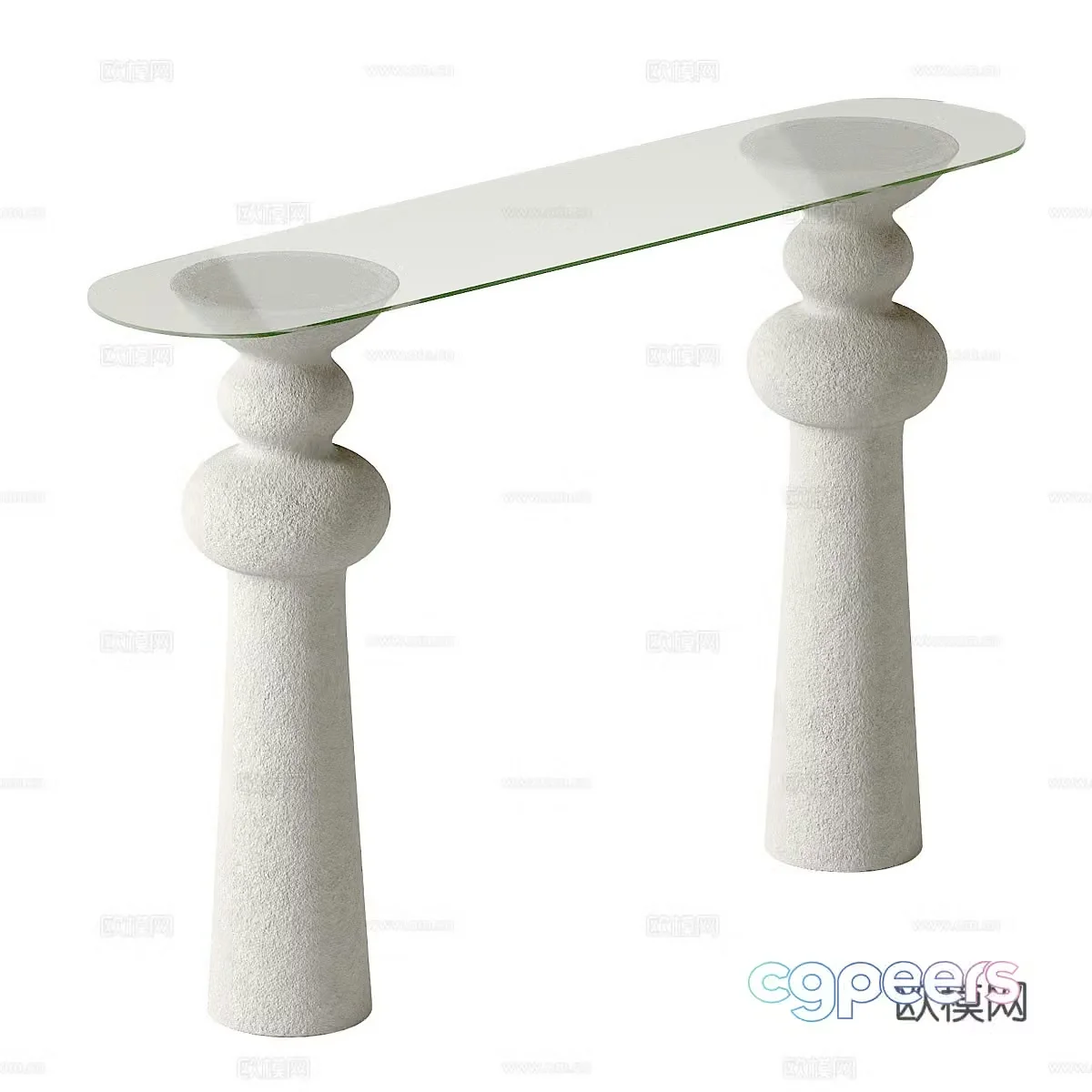 Simple European Countries Creamy Style Strip End Scene Deck End Scene Desk Art Strip Milk White Countries 3D Model