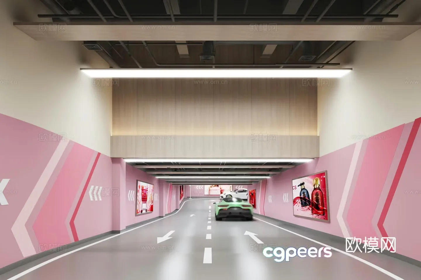Underground garage entrance parking lot 3d model