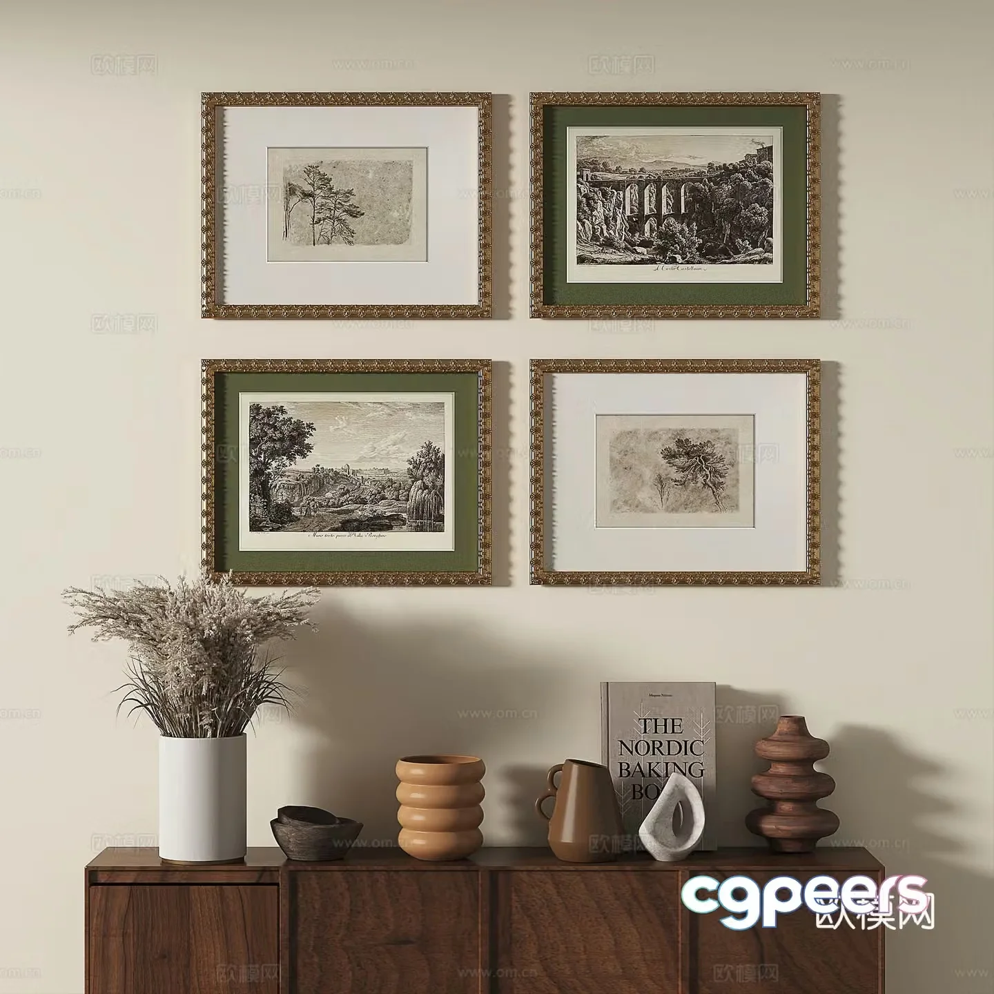 European French classical retro light luxury decorative painting 3d model