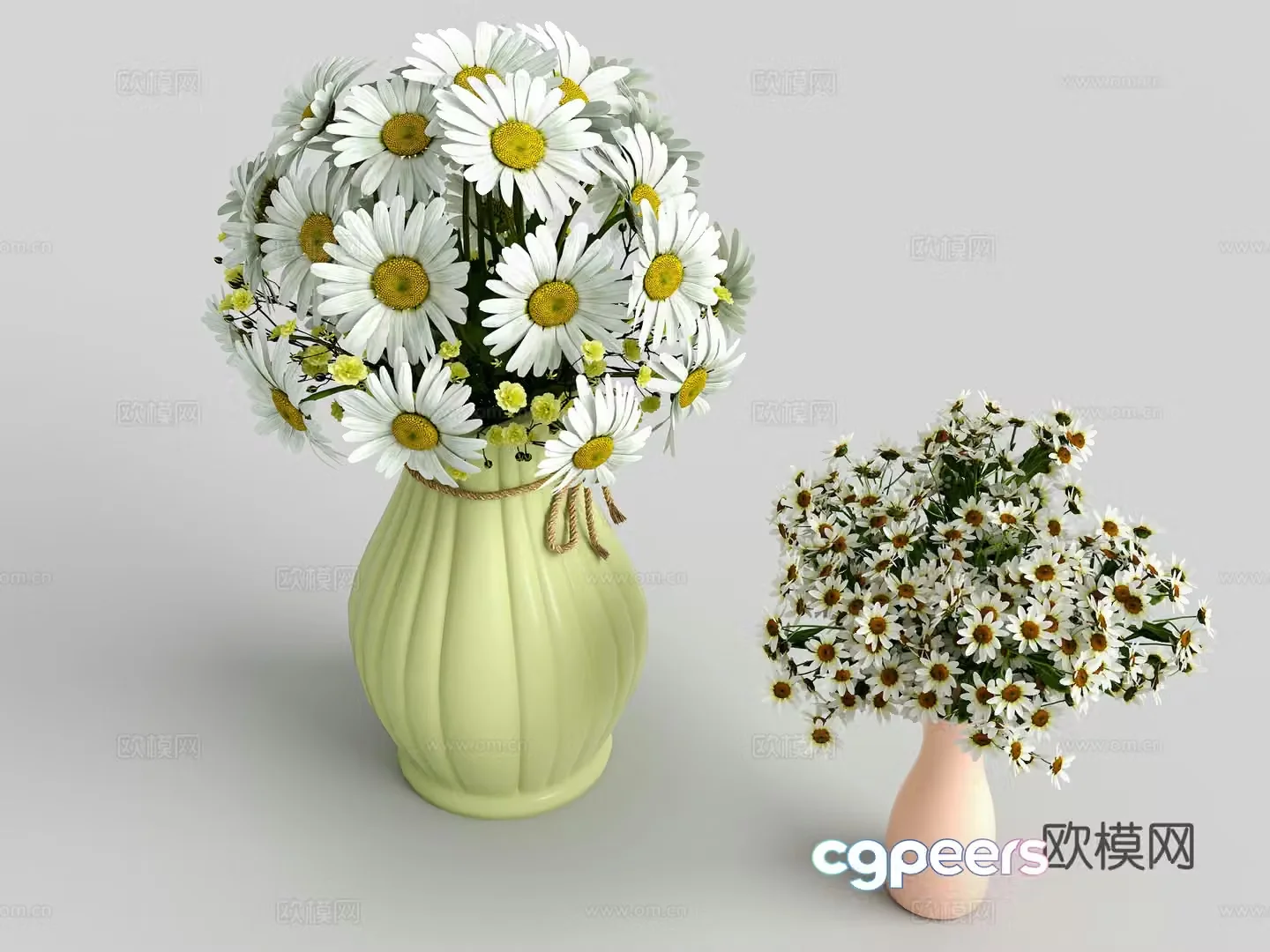 Flower vase Creamy style flowers Desktop decoration ornament Maternal chrysanthemum white chrysanthemum 3d model