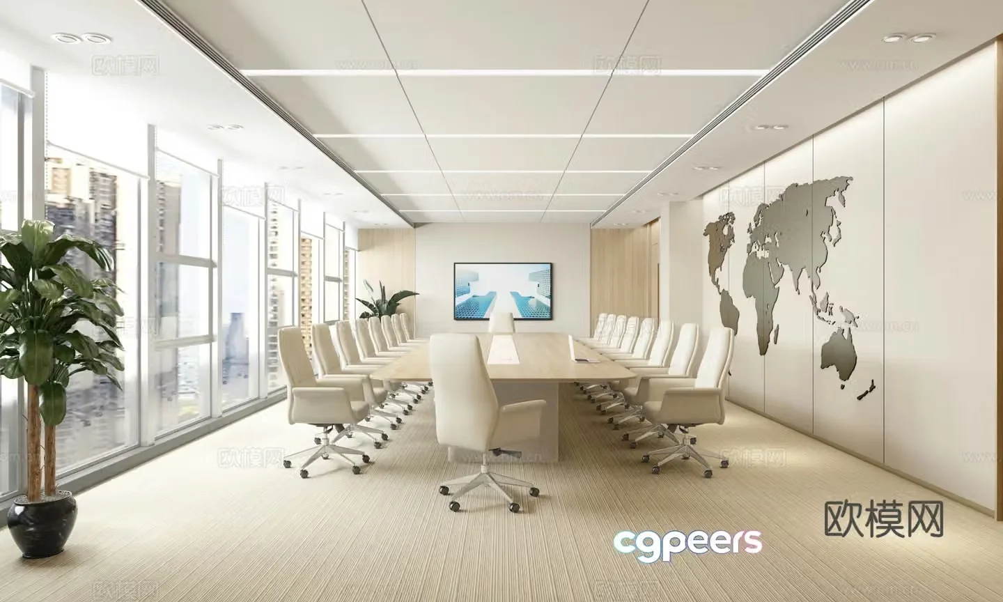 Modern conference room Training room Multifunctional room Video conference room 3d model