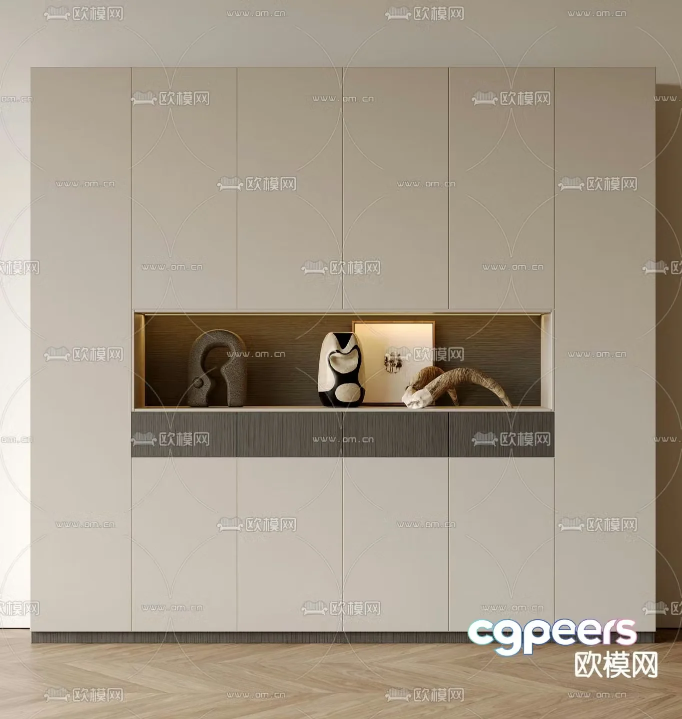 Door entry shoe cabinet 3D model