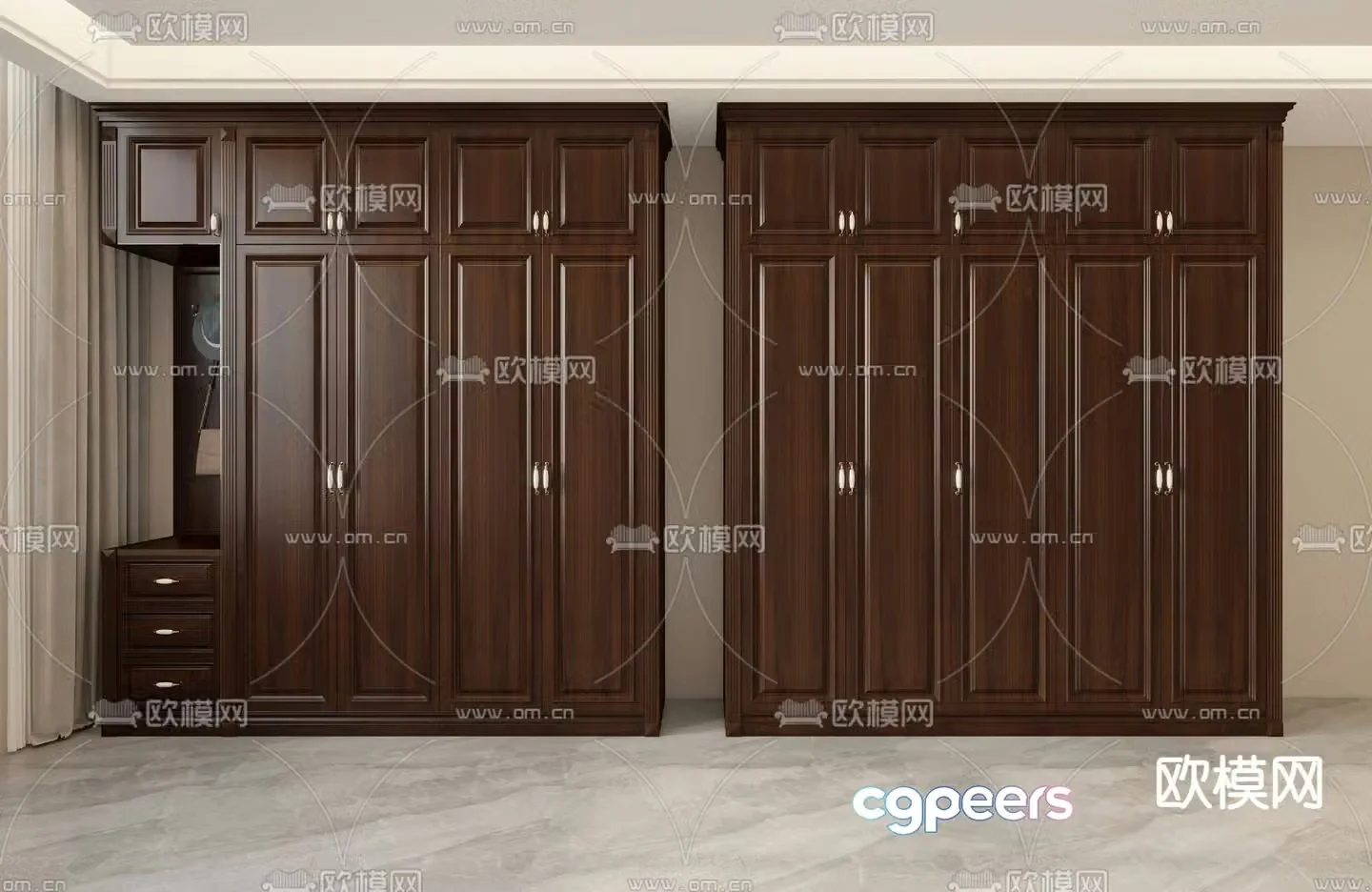 New Chinese style wardrobe wardrobe 3d model