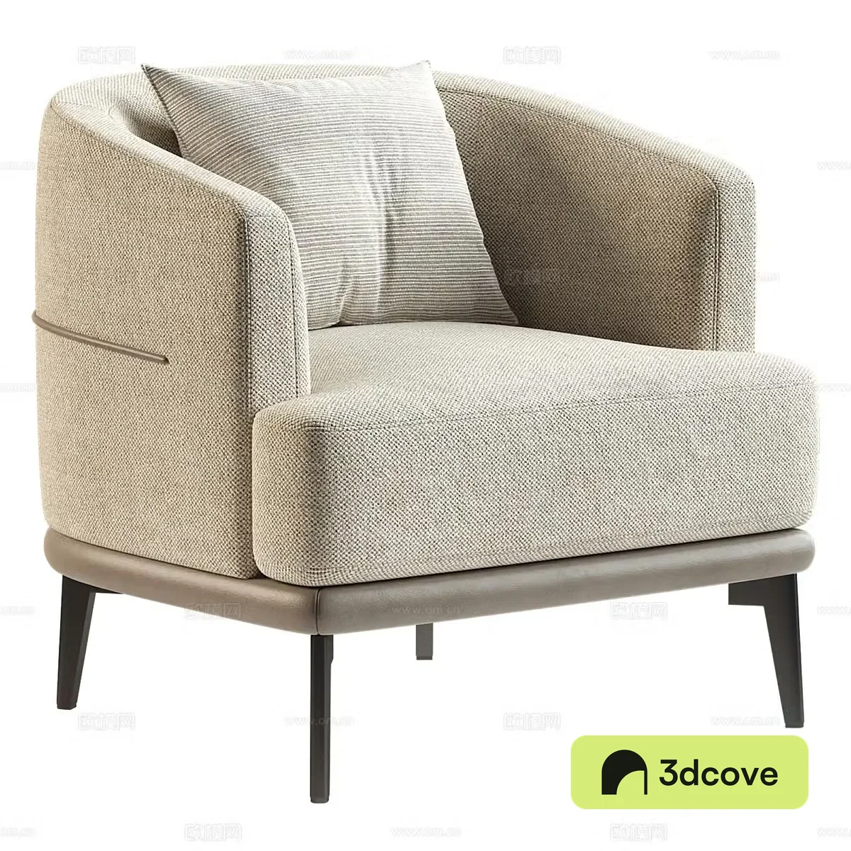 Modern linen upholstered armchair barrel chair suitable for living room bedroom