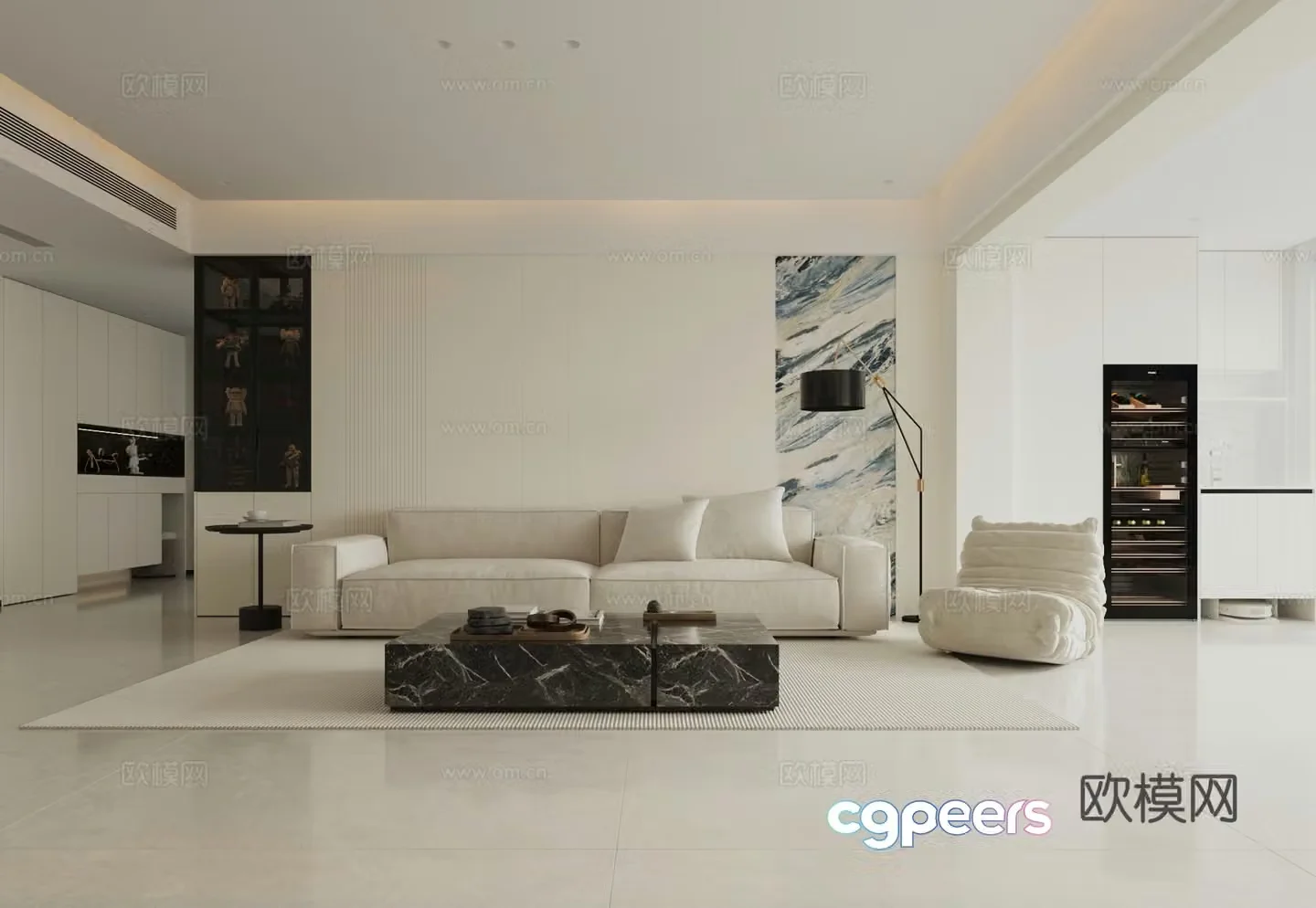 Living room space 3d model
