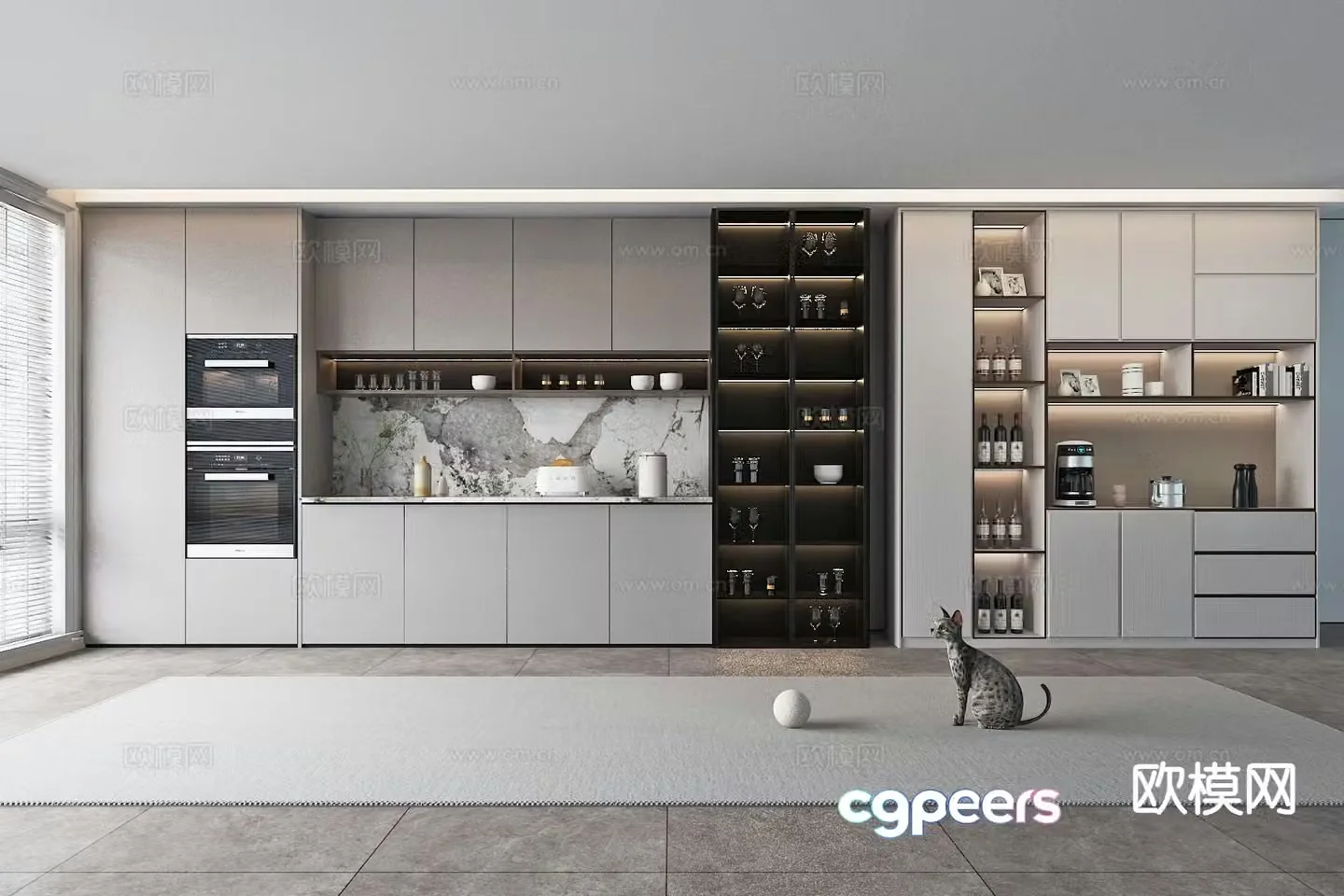 Modern sideboard wine cabinet restaurant cabinet 3d model