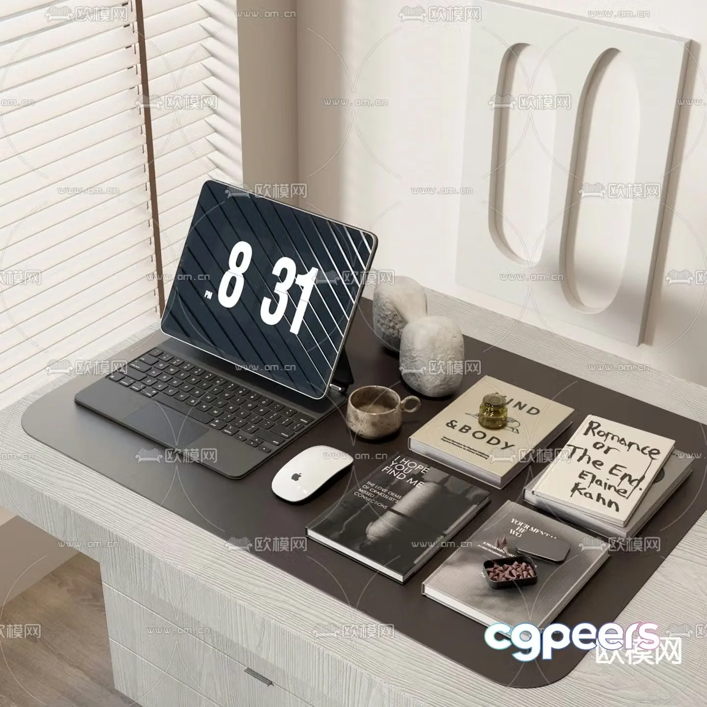 office supplies tablet mouse 3d model