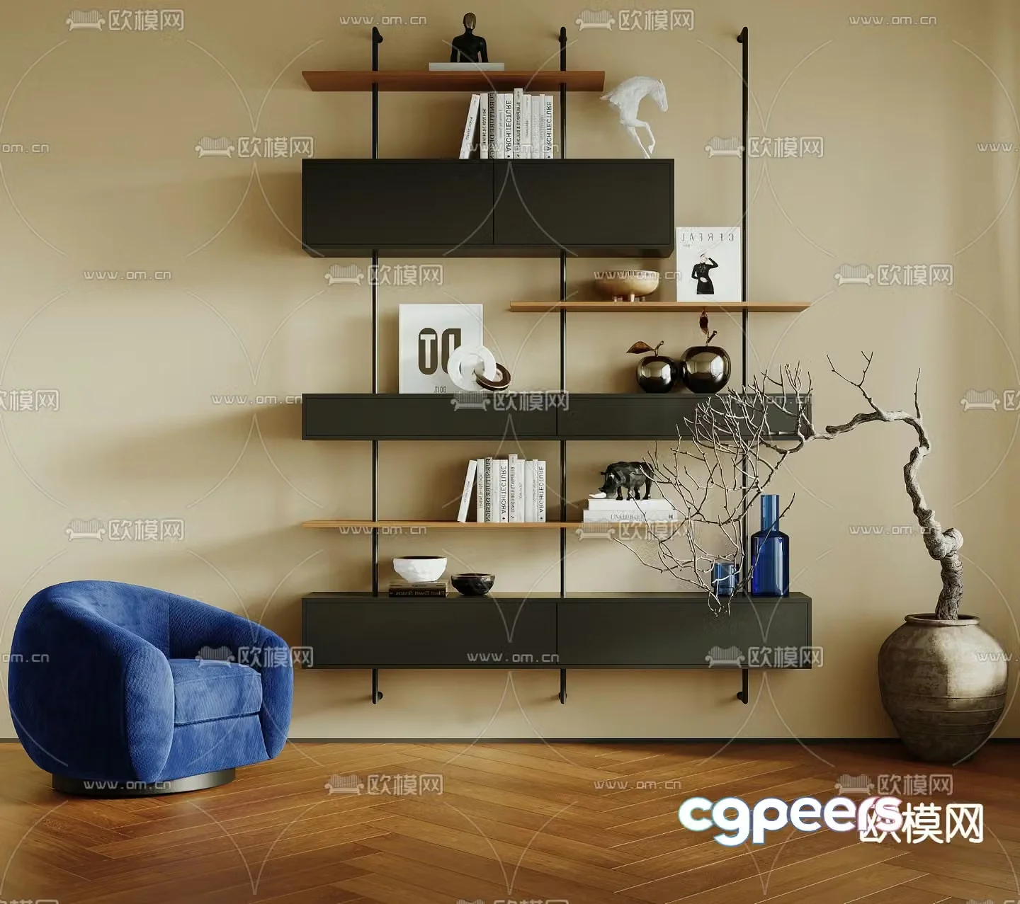 Minimalist storage rack decorative rack 3d model