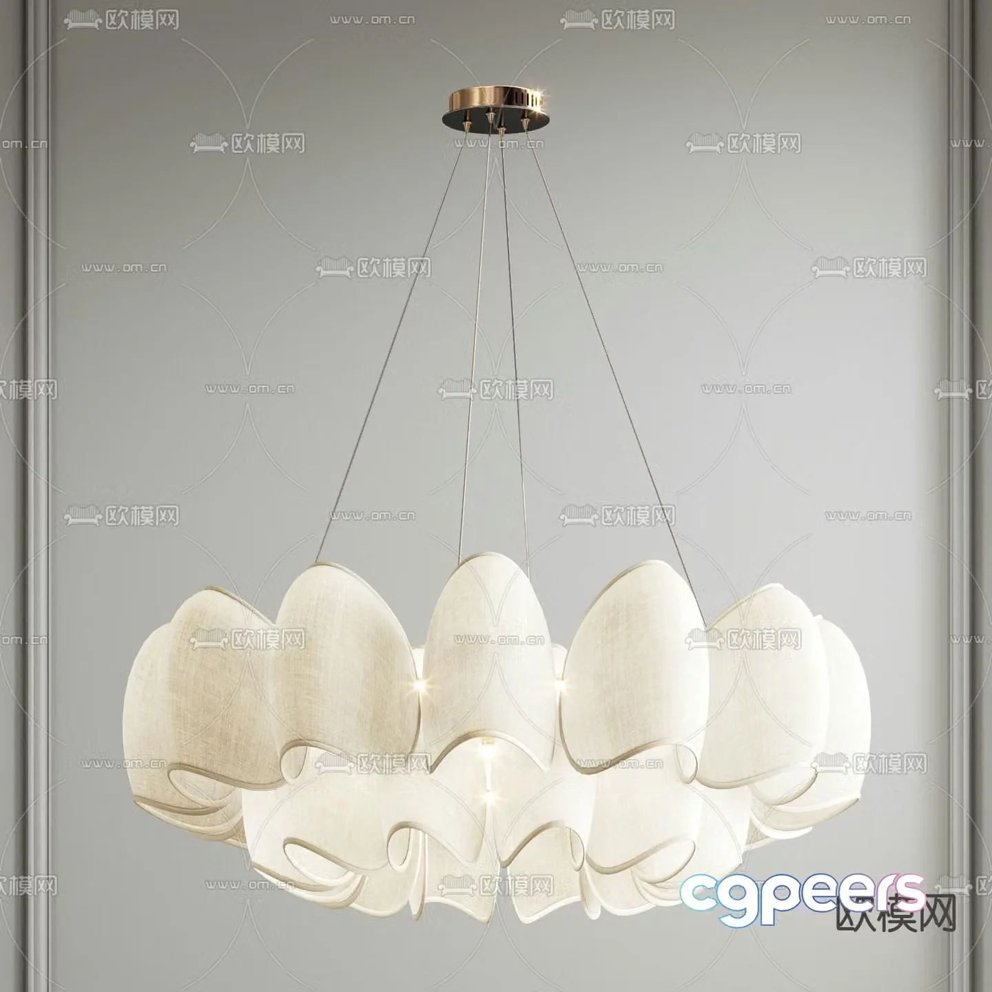 Cream style chandelier petal chandelier 3d model