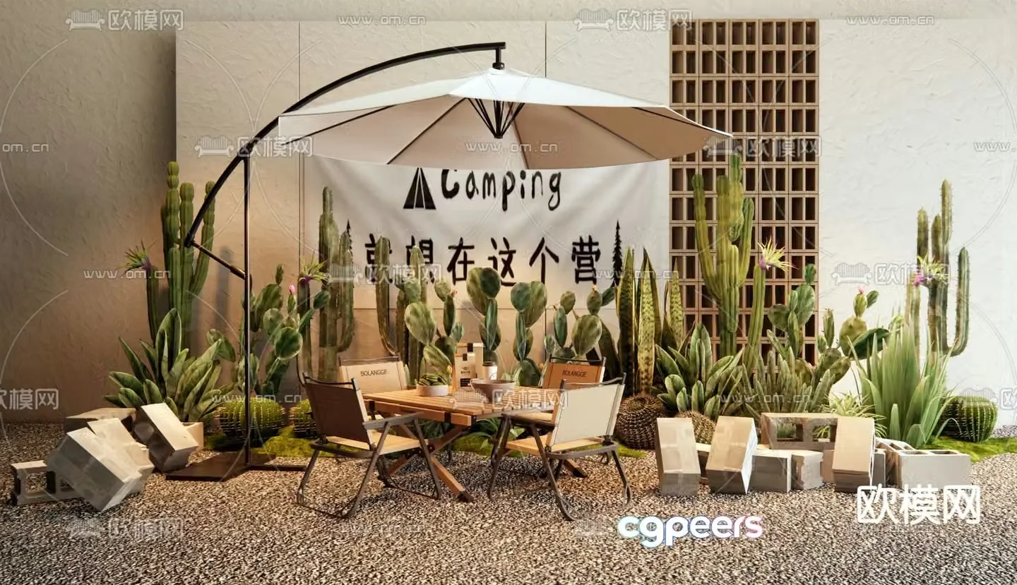 Commercial Exterior Camping Landscape Sketch 3D Model