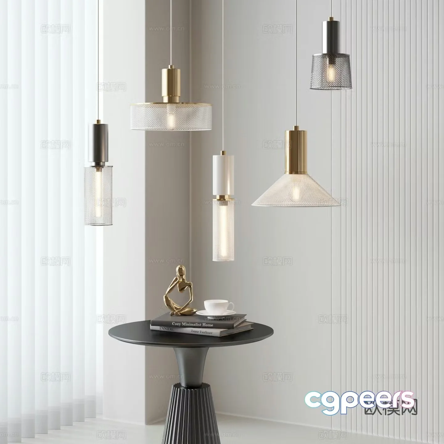 New Chinese Art Chandelier 3D Model