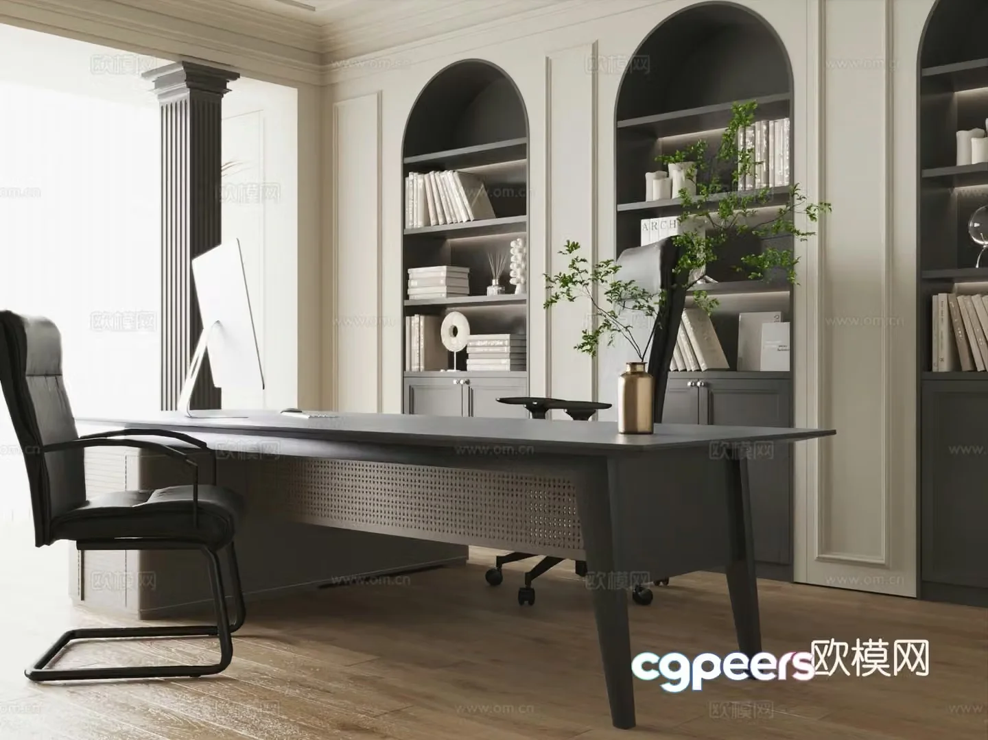 French cream office manager office chairman office 3d model
