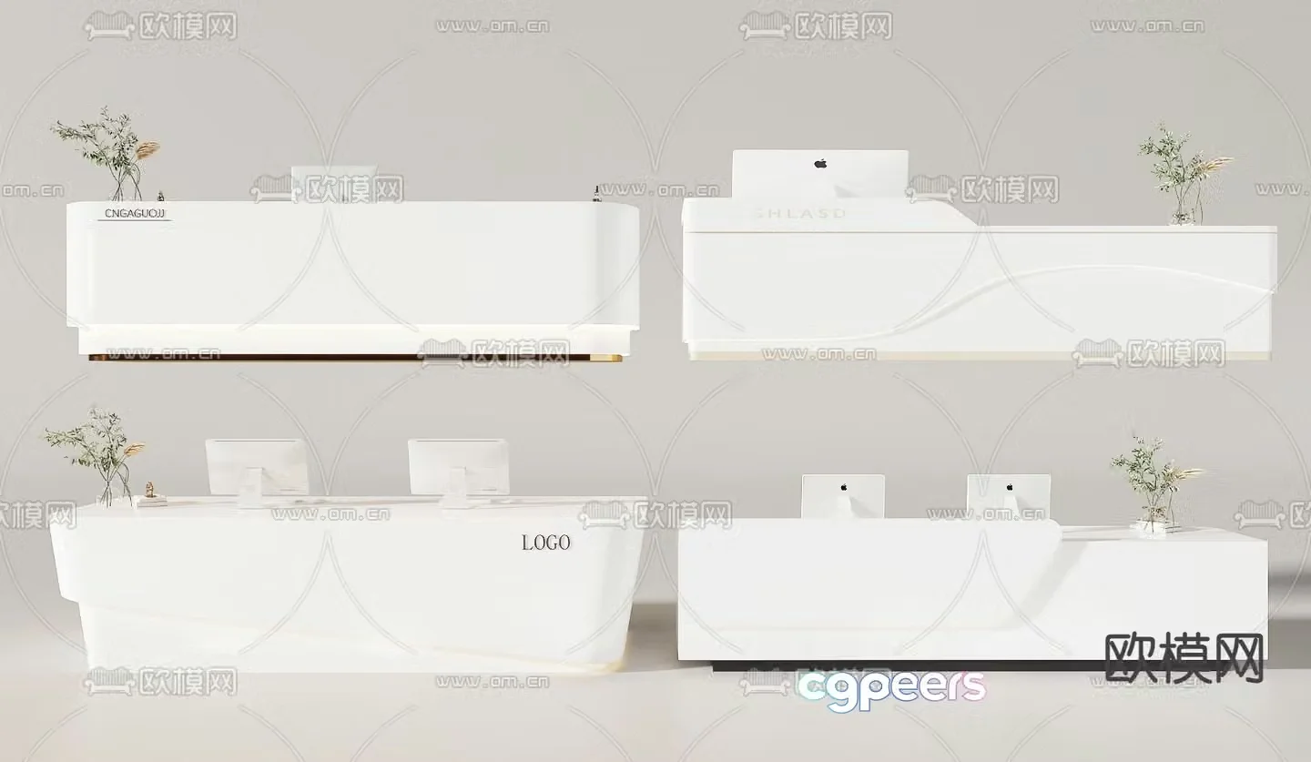 Front desk service desk reception desk information desk 3d model