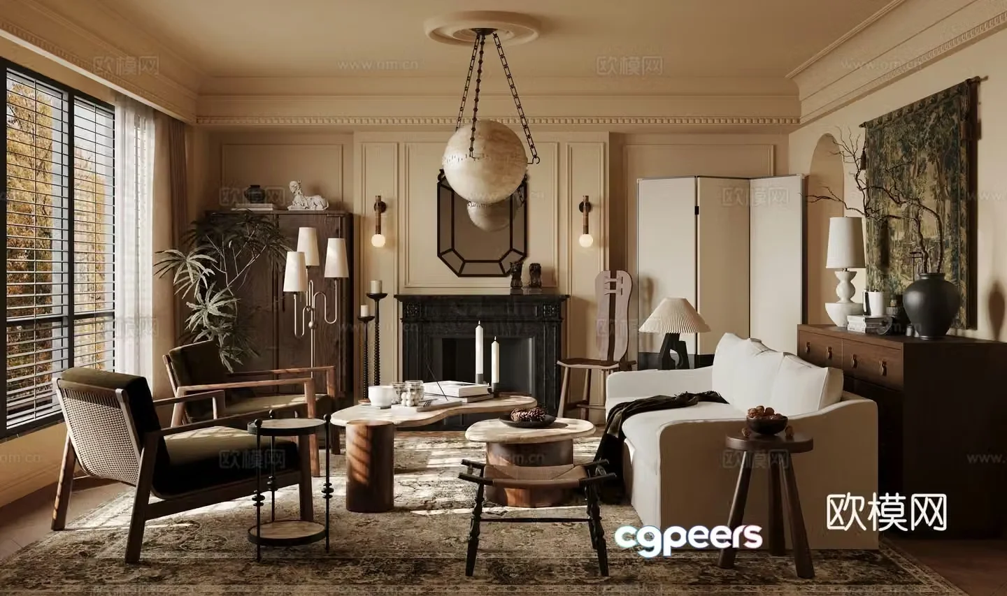 American living room 3d model