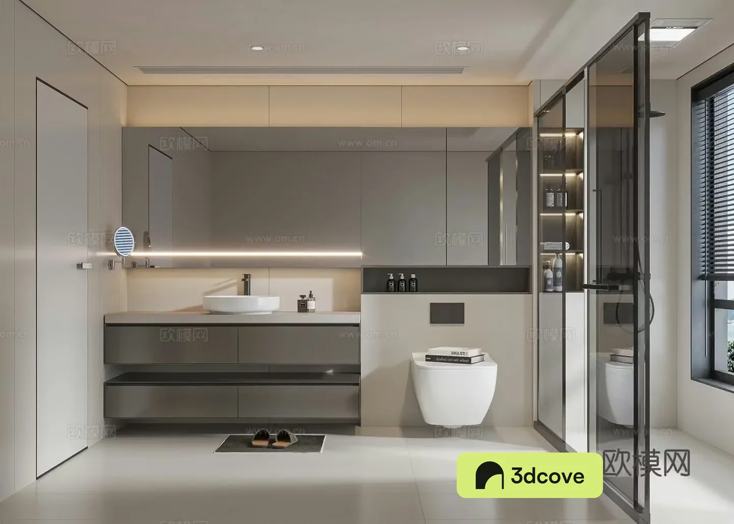 Modern bathroom cabinet washbasin mirror cabinet toilet