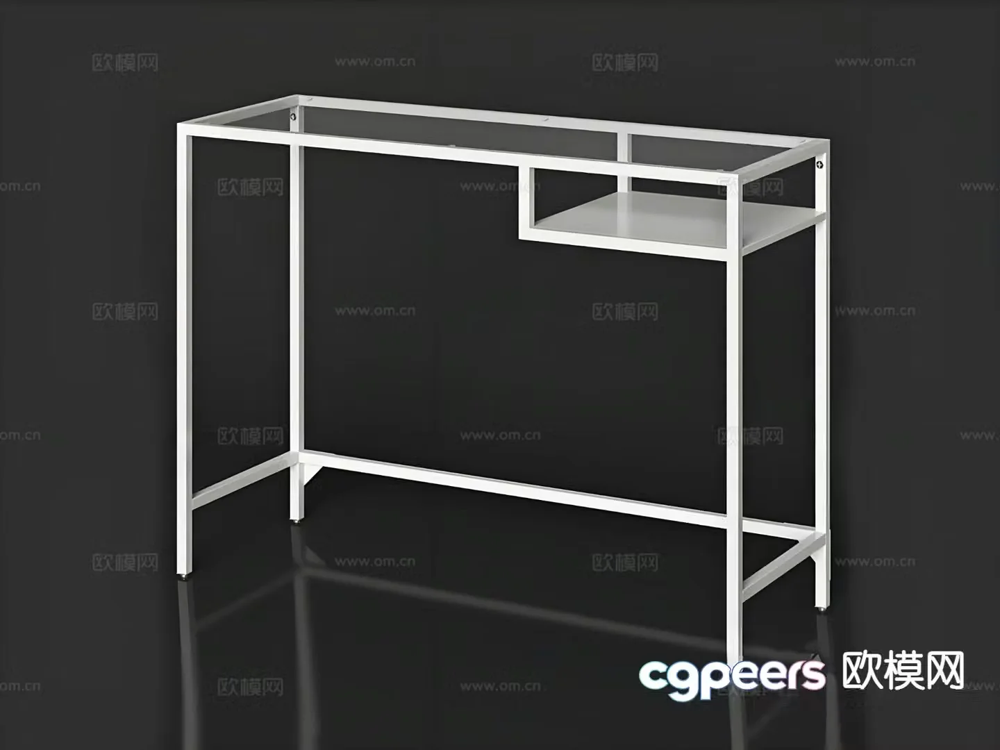 Modern desk study table computer table glass table 3d model