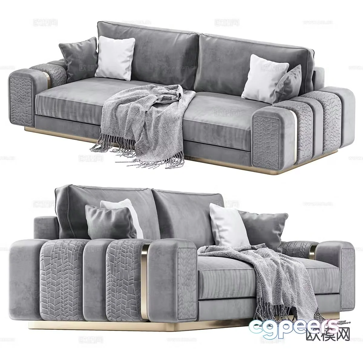Italian light luxury double sofa 3D model