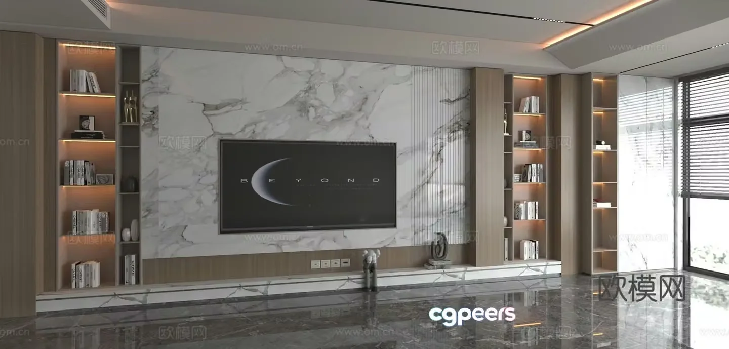 3d model of TV background wall