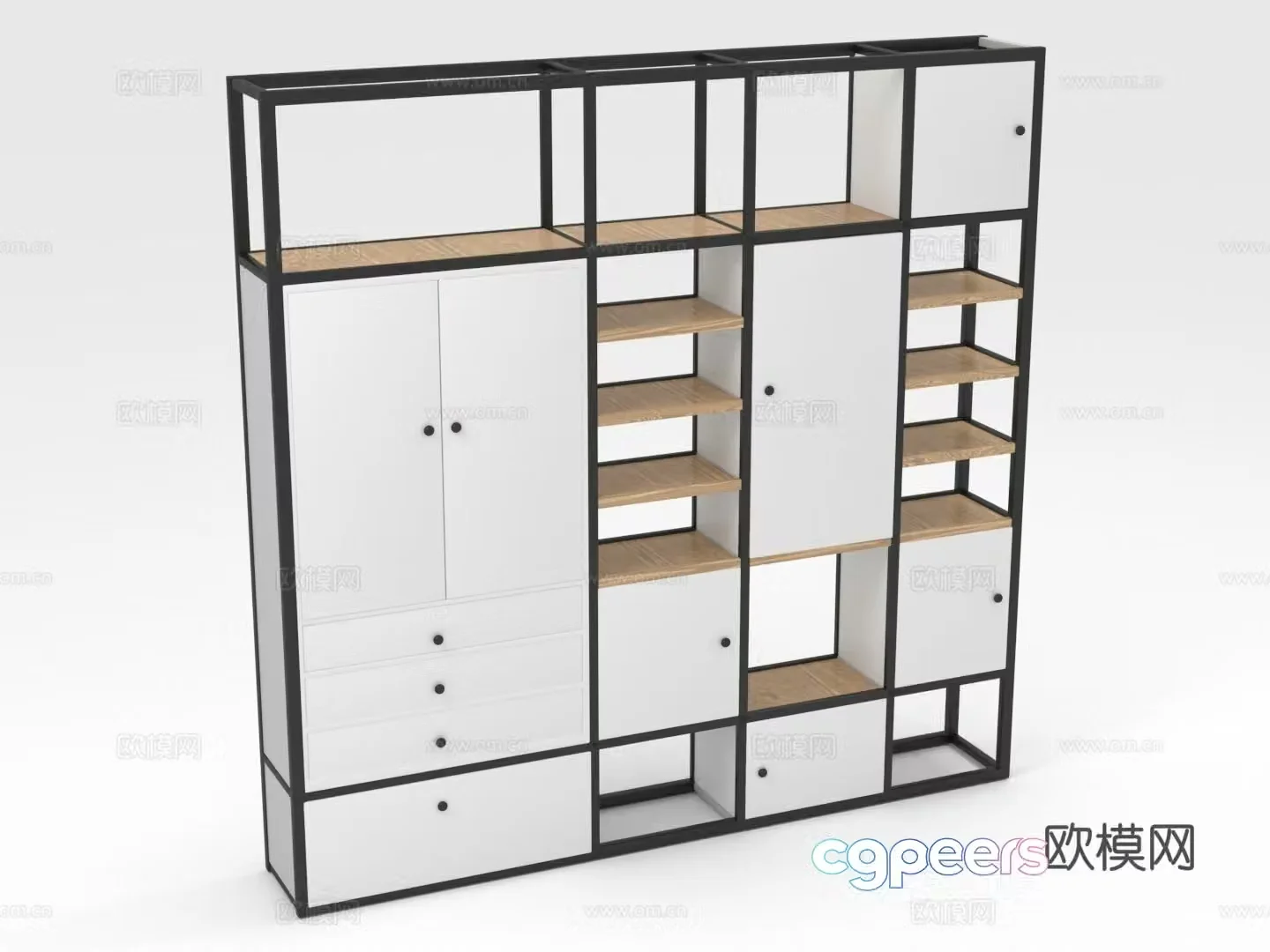 Combination cabinet storage cabinet bookcase chest of drawers wardrobe cabinet 3d model