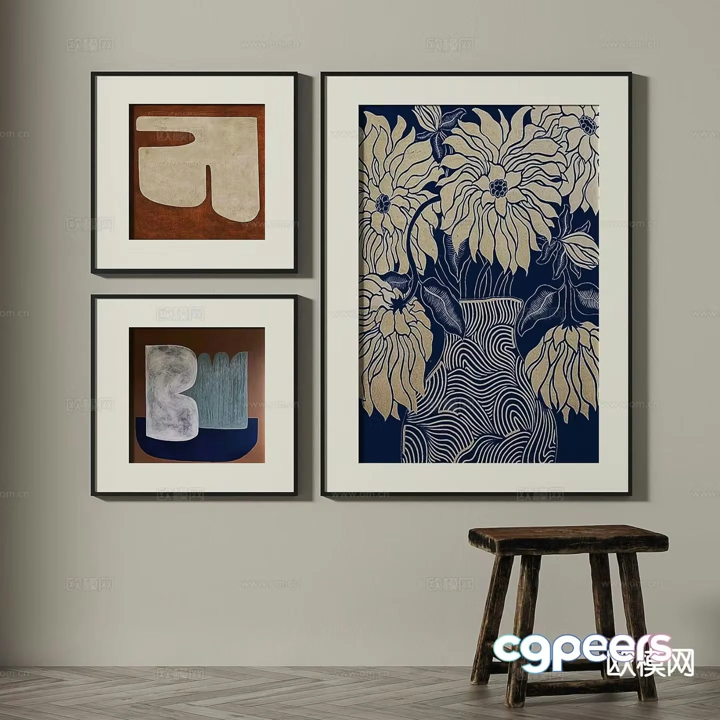 Medieval style hanging painting decorative painting 3d model