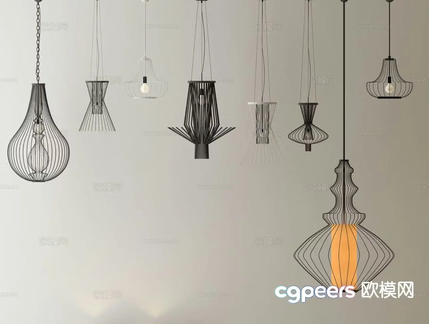 New Chinese style chandelier hollow chandelier 3d model