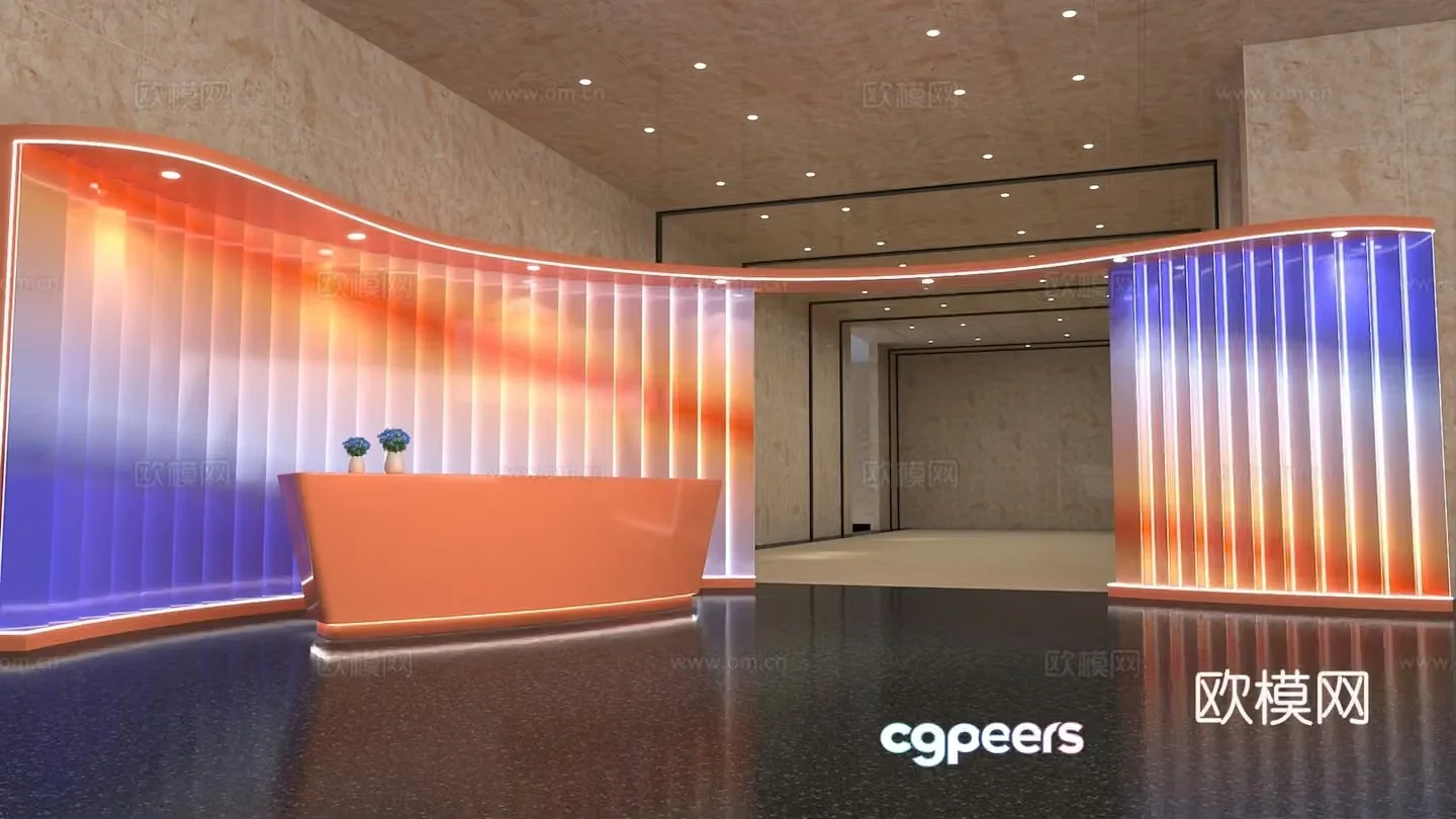 3D model of technology annual meeting door sign-in wall