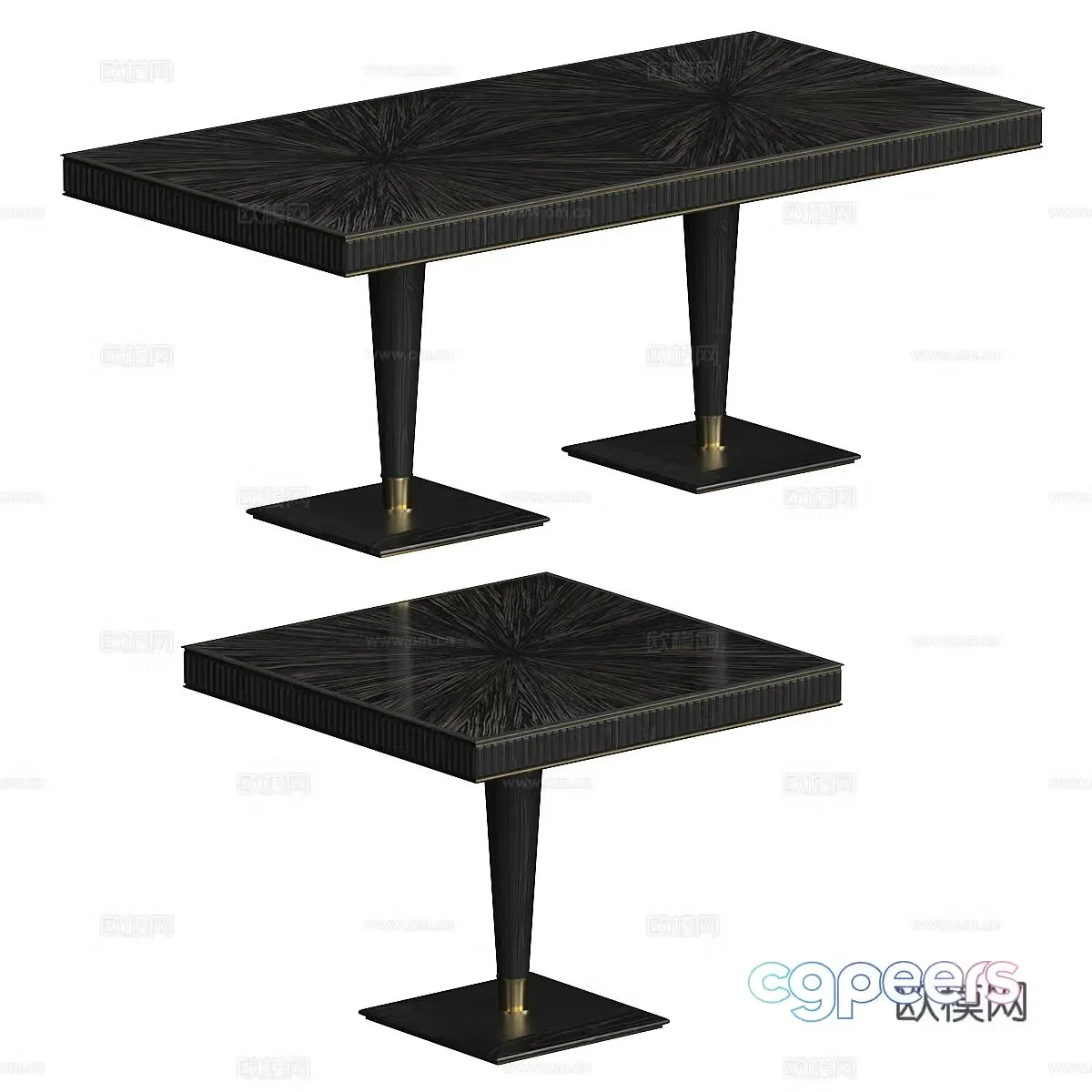 Modern light luxury Flint dining table 3D model