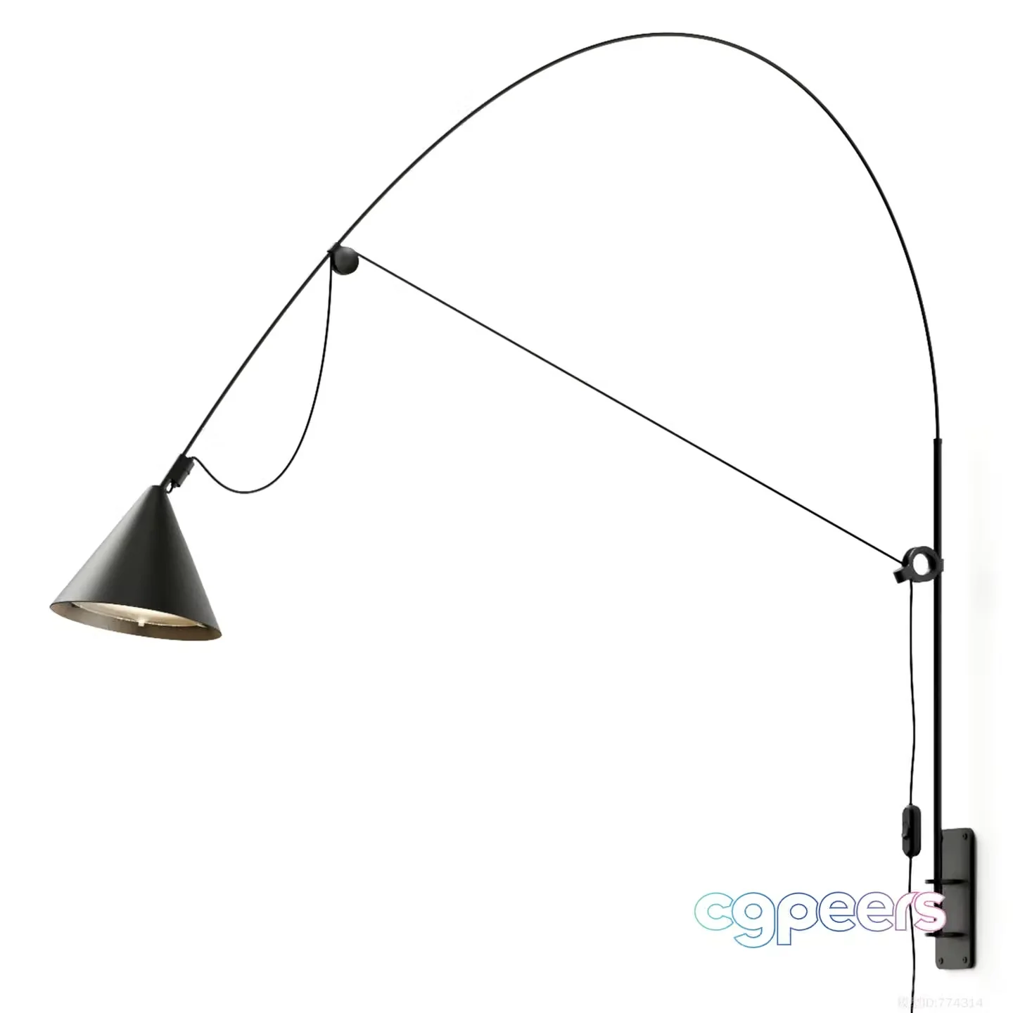 A Black Light Fixture 3D Model – 341 – VRAY Render