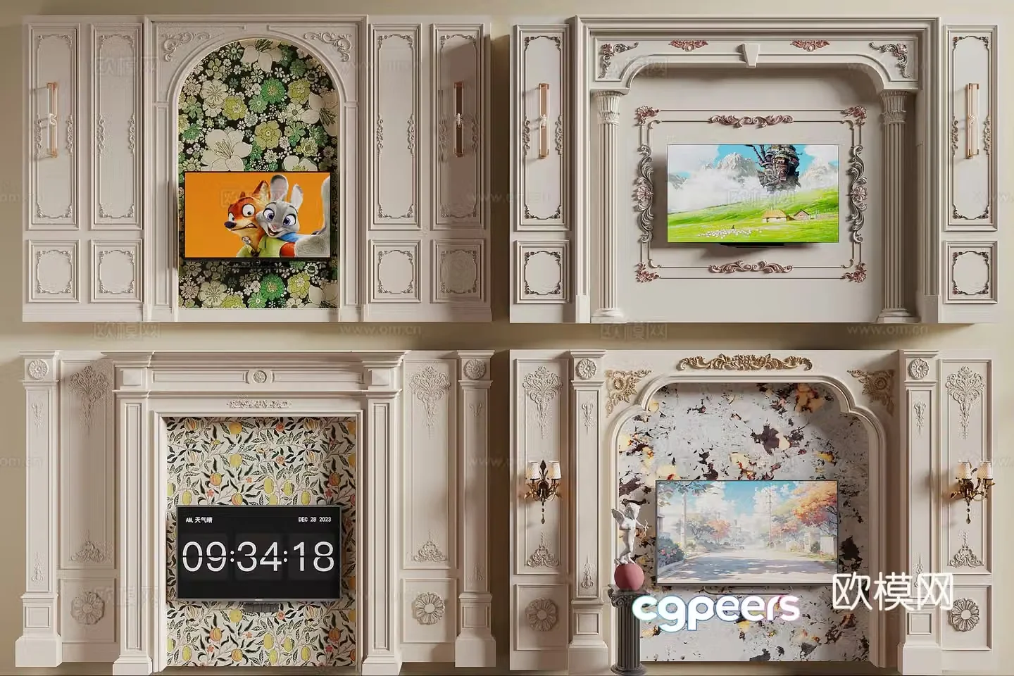 French TV background wall 3d model