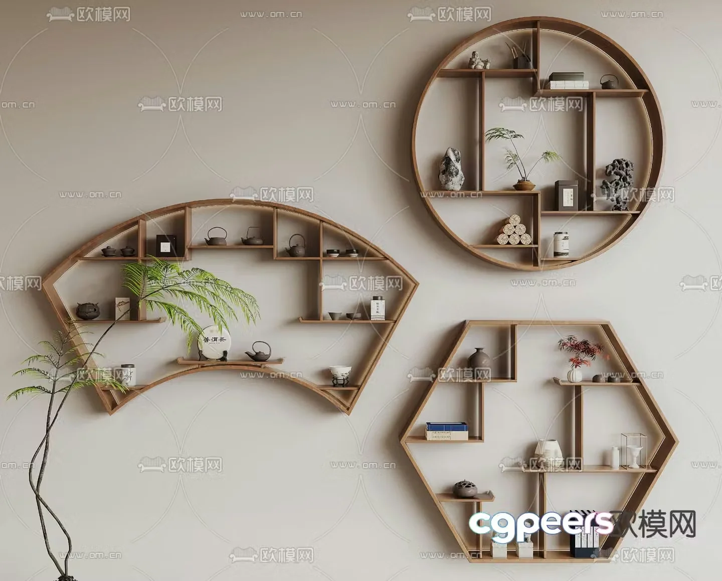 New Chinese style tea cabinet tea rack 3d model
