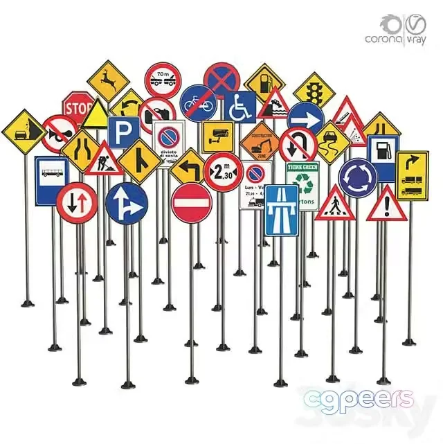 3ds Max Free – Street sign-set 01