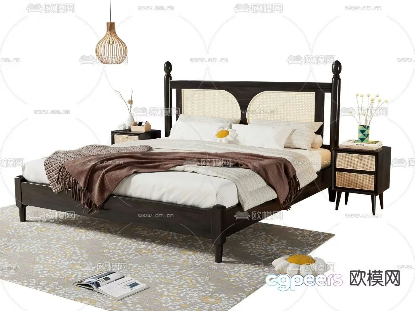 Medieval style double bed 3d model