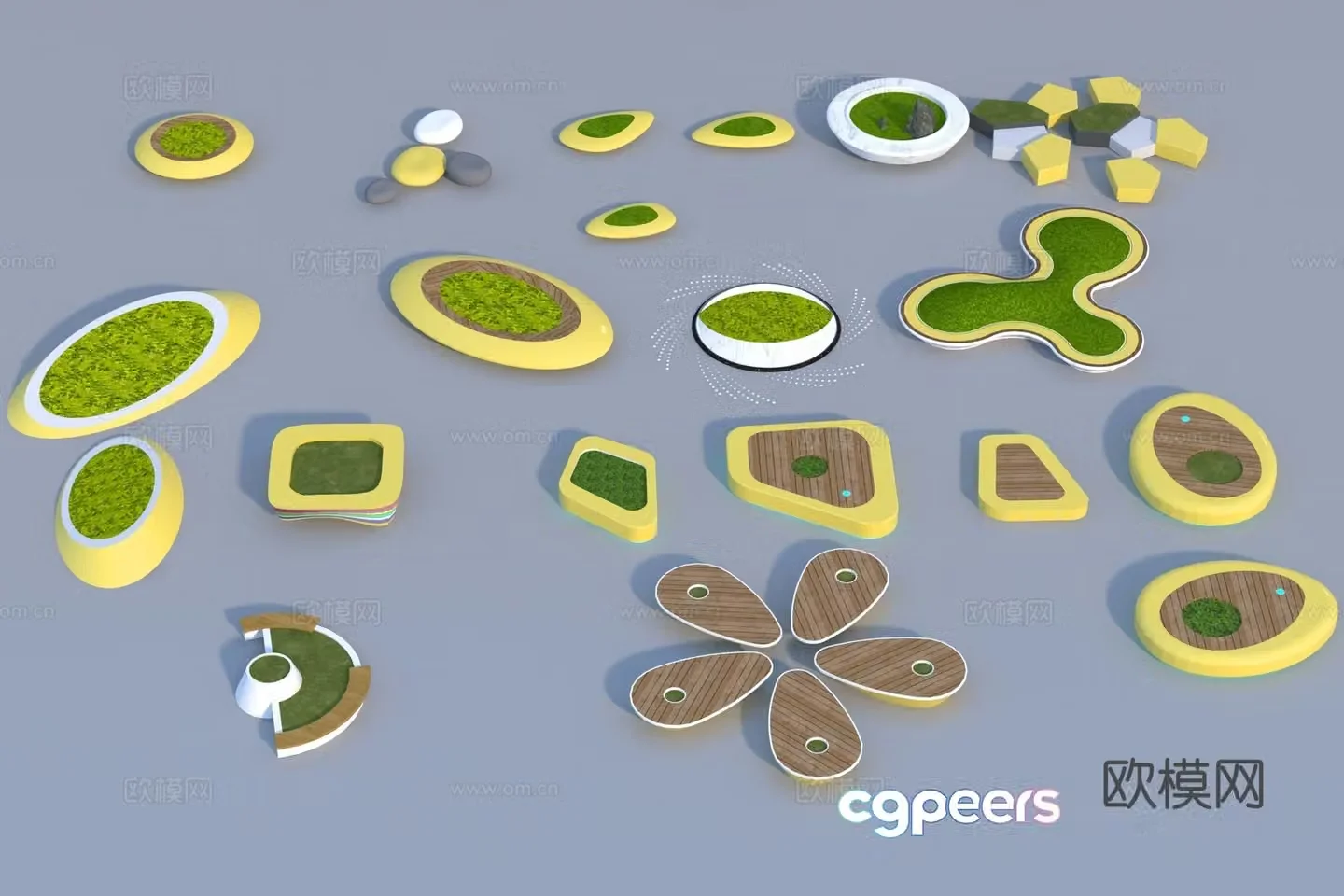 Modern landscape tree pool 3d model