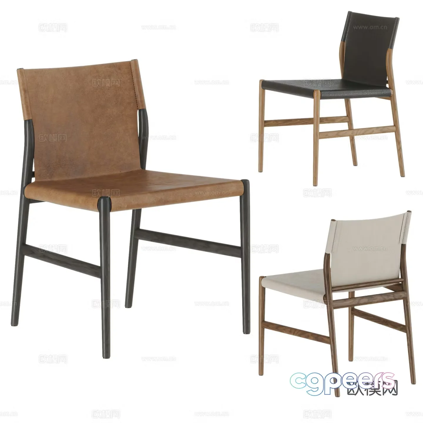 poliform modern dining chair combination leather dining chair single chair book chair wooden chair 3d model